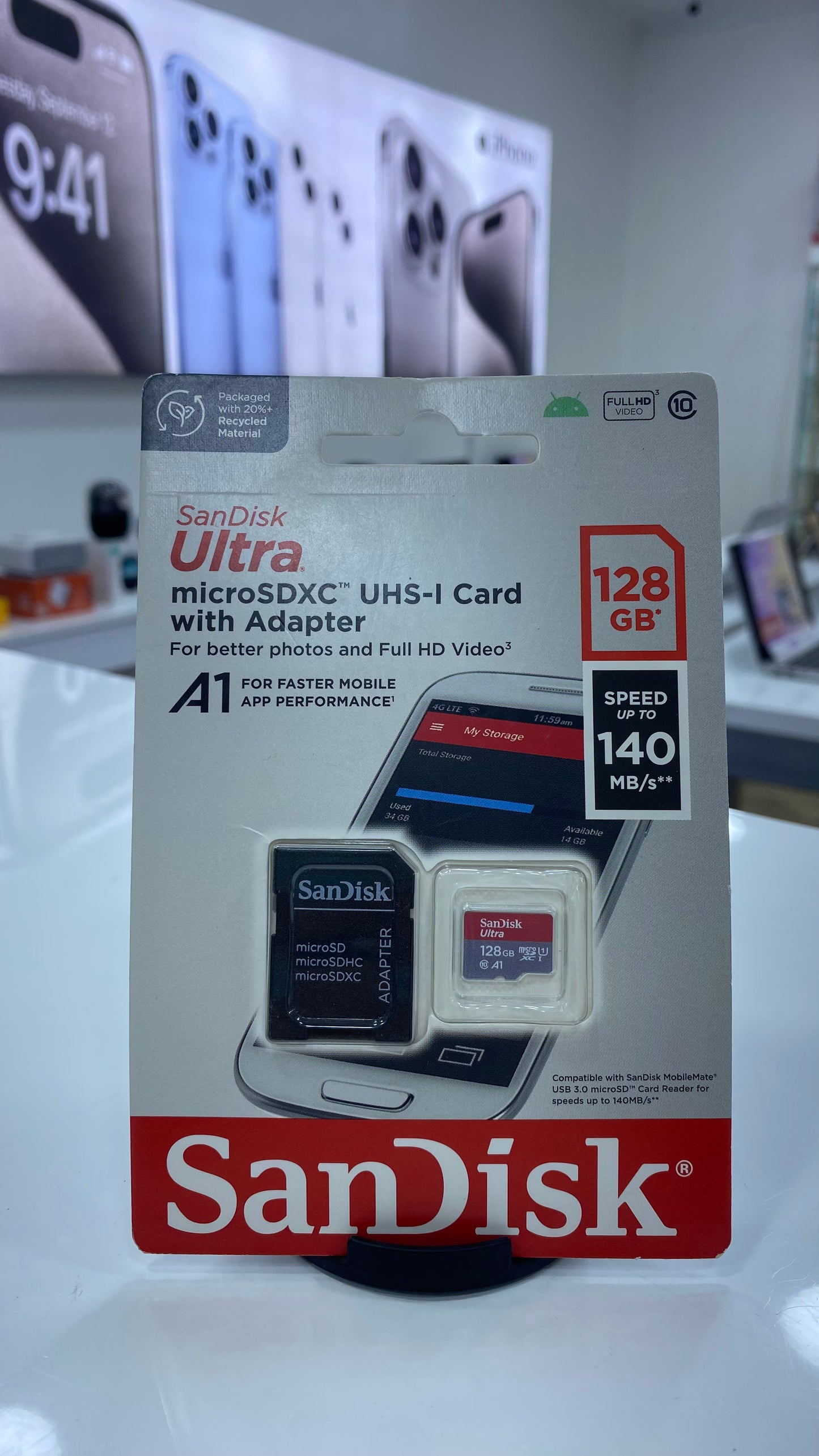 Sandisk Ultra UHS-I 128GB microSDXC Memory Card with Adapter