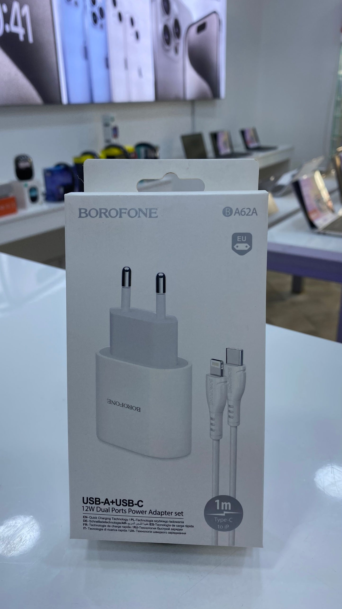 Chargeur USB-A + USB-C Borofone