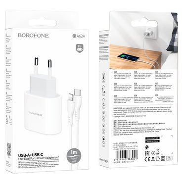 Borofone USB-A + USB-C Charger