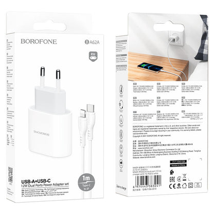 Chargeur USB-A + USB-C Borofone